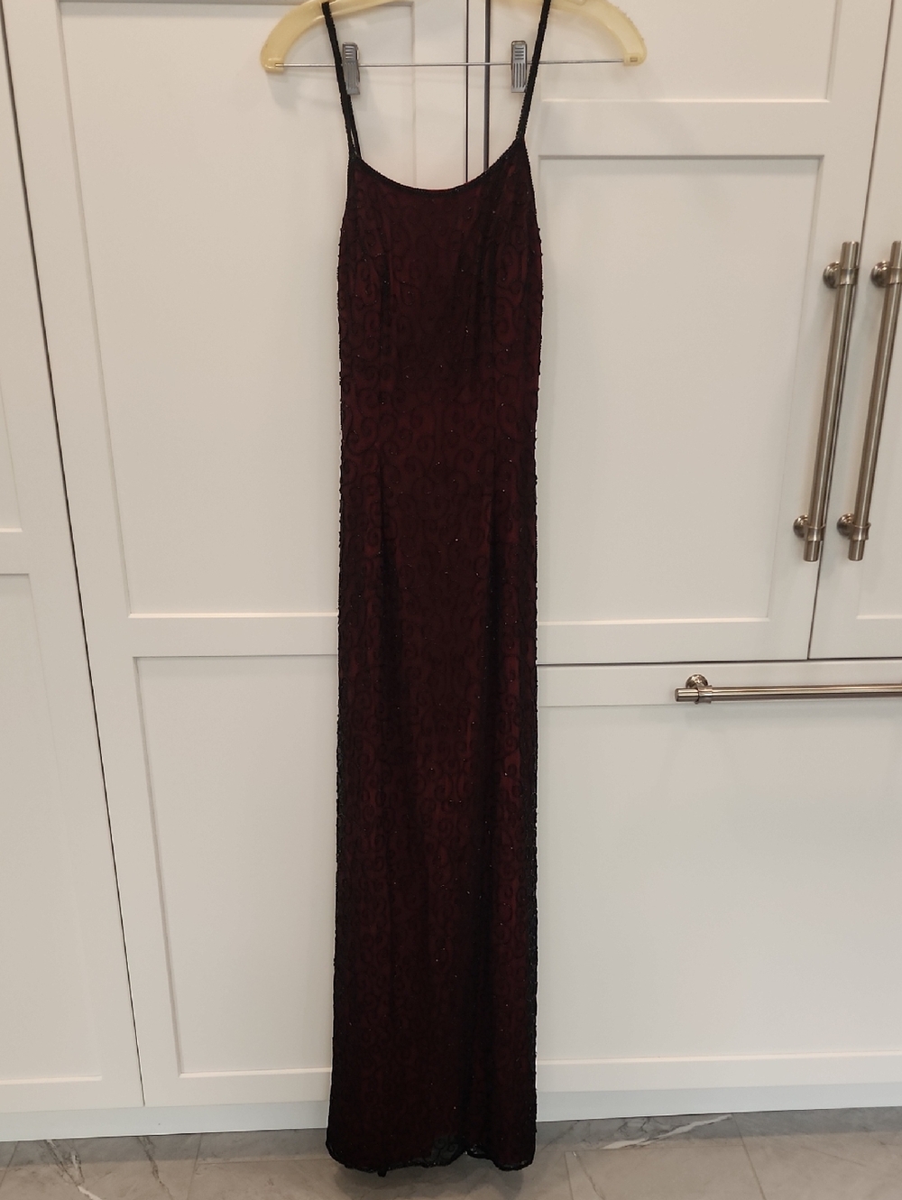 Sean Collection Red And Black Beaded Gown